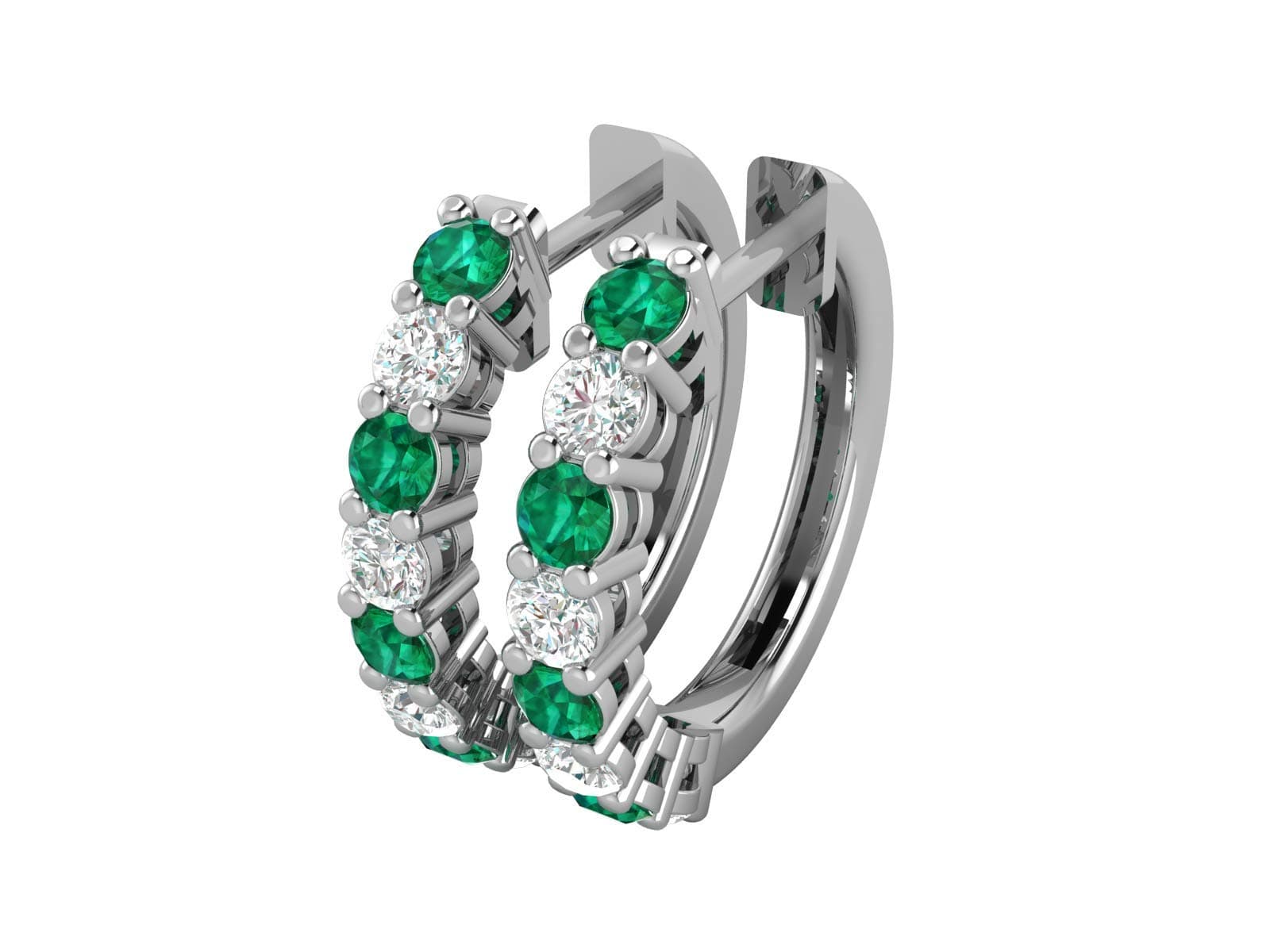 Diamond & Emerald Hoop Earrings
