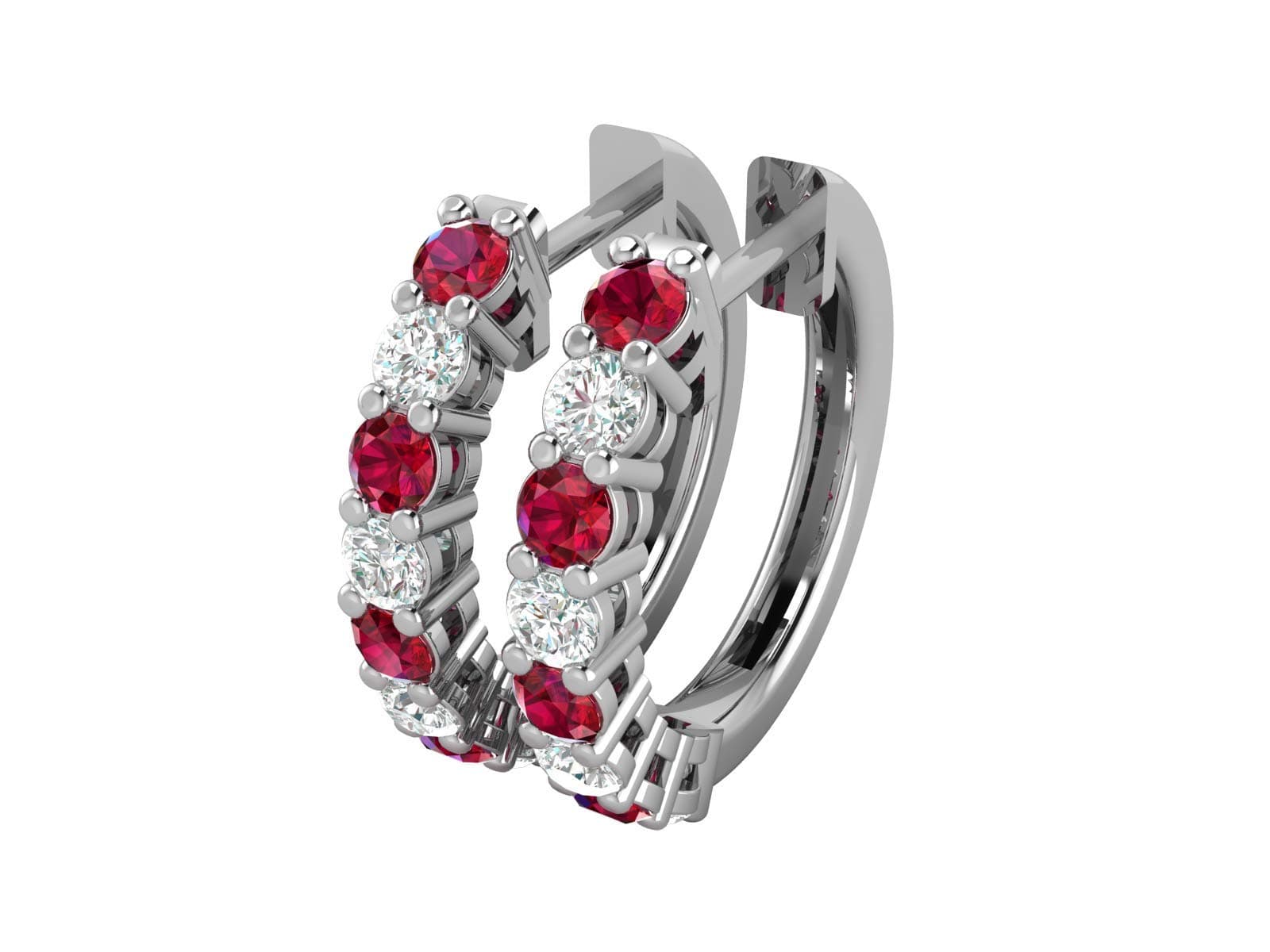 Diamond & Ruby Hoop Earrings