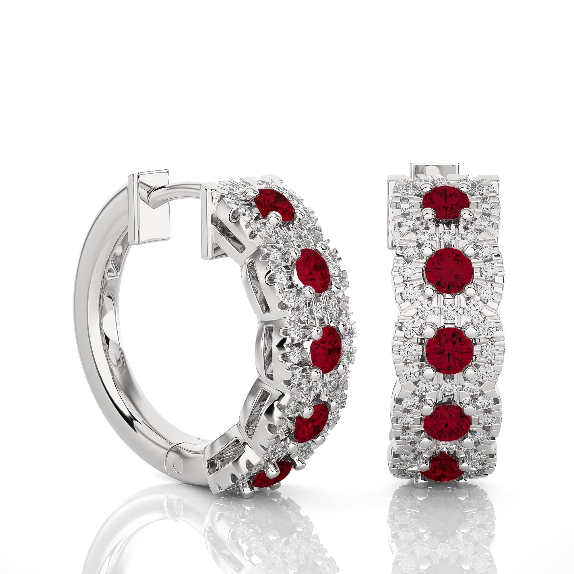Diamond & Ruby Hoop Earrings